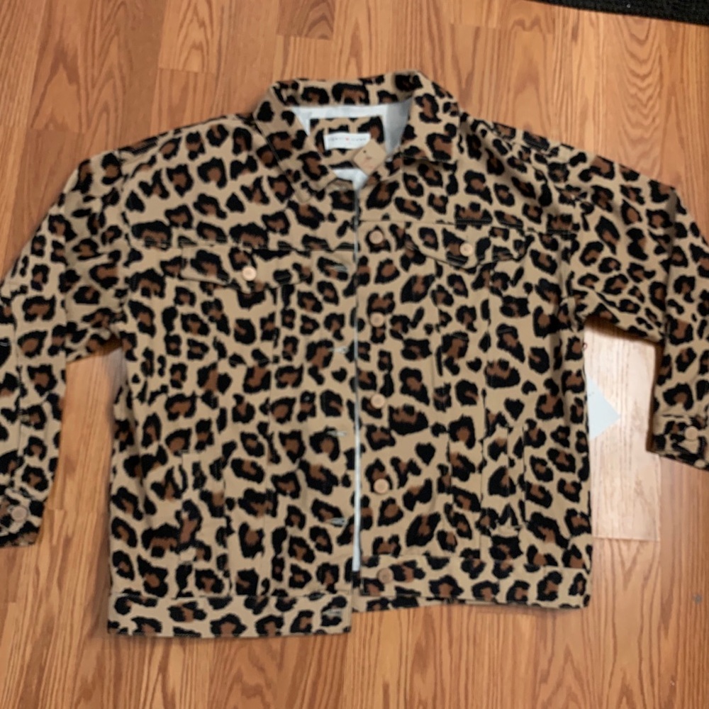 Leopard jean jacket
